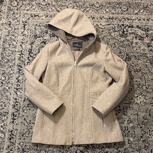 London Fog Beige Wool blend Hooded Trench Coat